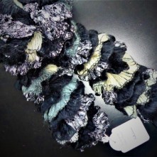 Bolton Designs handmade ruffle glitter scarf black silver wool mix