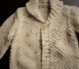 Bolton Designs hand knitted boys cardigan beige tweed